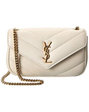 Saint Laurent Loulou Mini Leather Shoulder Bag - Natural
