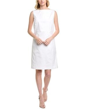 Lafayette 148 New York Sheath Bateau Neck Dress - White