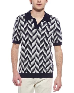 Tahari Johnny Collar Silk-Blend Polo Sweater - Black