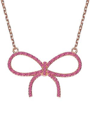 Genevive Jewelry 18k Rose Gold Vermeil Heart Necklace - Pink