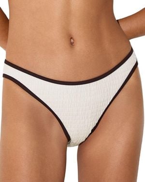 Reiss Johannah Tipped Shirred Bikini Bottom - Brown