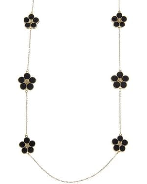 Juvell Plated Lab-grown Black Onyx Cz Clover Necklace - White