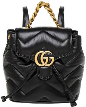 Gucci GG Marmont Leather Backpack - Black