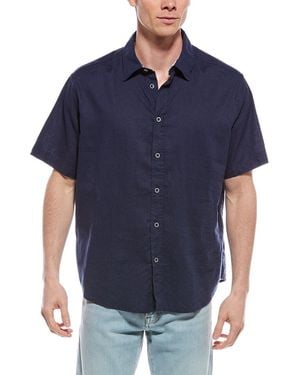 Report Collection Linen-Blend Sport Shirt - Blue