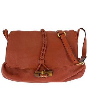 Gucci Bamboo Leather Shoulder Bag (authentic Pre-loved) - Brown