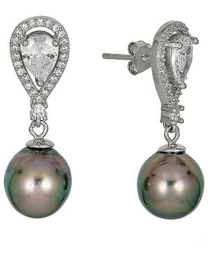 Belpearl 10Mm Pearl Cz Earrings - Multicolour