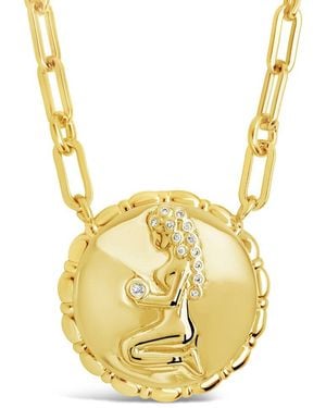 Sterling Forever 14k Plated Cz Bold Link Virgo Zodiac Necklace - Metallic