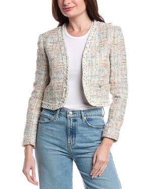Alice + Olivia Peyton Cropped Tweed Jacket - Gray