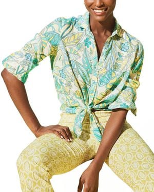 J.McLaughlin Britt Linen Blouse - Green