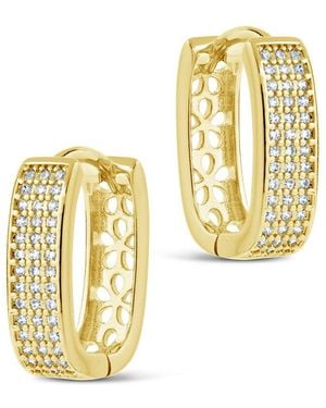 Sterling Forever 14k Plated Cz Renee Hoops - Metallic