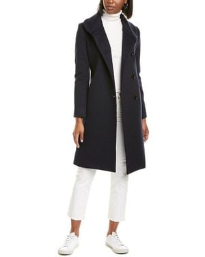 Sofiacashmere Round Collar Wool & Cashmere-Blend Coat - Black