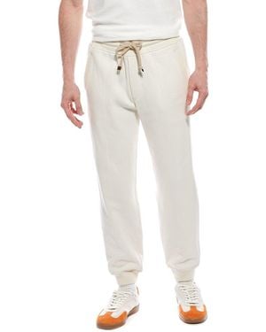 Brunello Cucinelli Wool, Cashmere, & Silk-Blend Pant - White