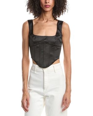 GUIZIO Satin Lace Up Bustier - Black