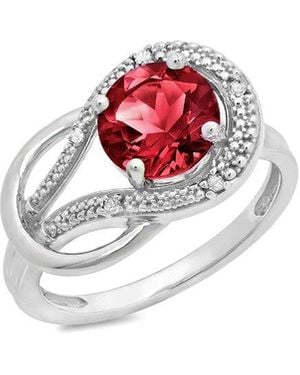 MaxColor 10K 2.23 Ct. Tw. Diamond & Lab-Grown Ruby Eternity Ring - White