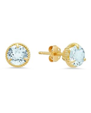 MaxColor 14k 1.30 Ct. Tw. Aquamarine Halo Studs - Metallic