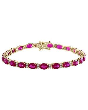 Effy Fine Jewelry 14K 12.24 Ct. Tw. Lab-Grown Diamond & Lab-Grown Ruby Bracelet - Pink