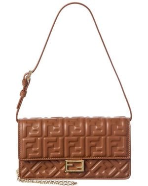 Fendi Baguette Leather Shoulder Bag - Brown