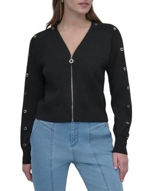DKNY Grommet Sleeve Cardigan - Black