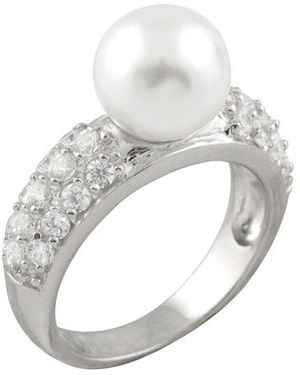 Splendid 12Mm Pearl Cz Ring - White