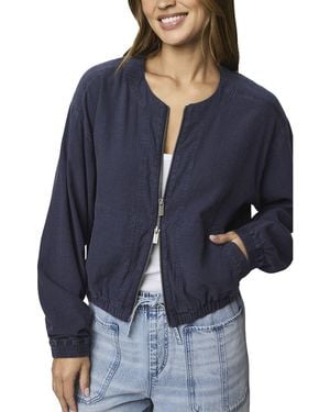 Splendid Clea Linen-blend Bomber Jacket - Blue