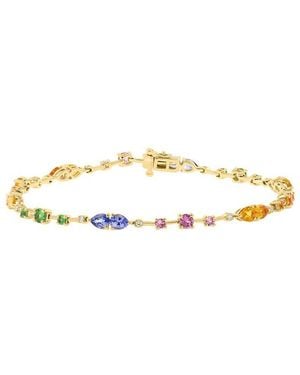 Effy Fine Jewelry 14K 4.36 Ct. Tw. Diamond & Multi Sapphire, Tsavorite Bracelet - Metallic