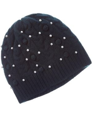 Forte Pearl Studded Cashmere Hat - Blue