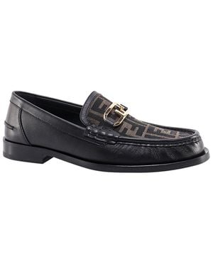 Fendi O'Lock Ff Canvas & Leather Loafer - Black