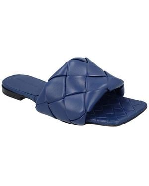 Bottega Veneta Leather Lido Flat Sandal (Authentic Pre-Loved) - Blue