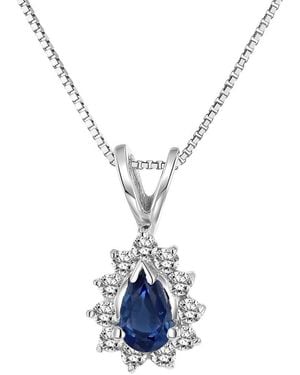 LEVARON 14K 0.35 Ct. Tw. Diamond & Sapphire Pendant - Blue