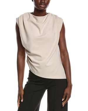 Gracia Gathered Shoulder Drape Top - White