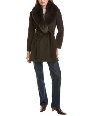 Sofiacashmere Sofiacashmere Wool-Blend Wrap Coat - Black