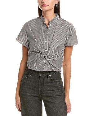 Rag & Bone Regina Striped Poplin Top - Grey