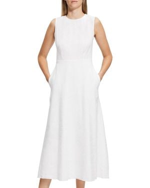 Theory Volume Dart Linen-Blend Dress - White
