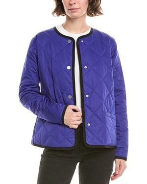 Jane Post Short Reversible Collarless Quilted Coat - Blue