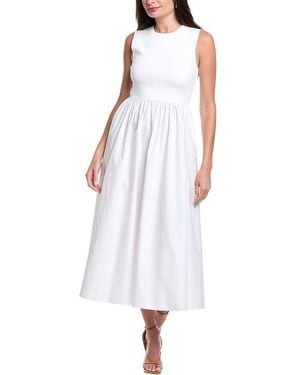 Theory Mixed Media Midi Dress - White