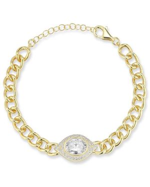Chloe and Madison 14k Over Silver Cz Chunky Evil Eye Bracelet - Metallic