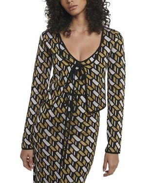10 Crosby Derek Lam Carrie Crop Tie Wool-blend Cardigan - Black