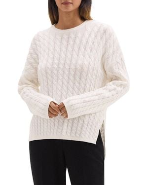 Theory Karenia Cable Knit Wool & Cashmere-Blend Jumper - White