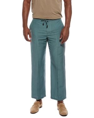 Isaia Wool & Linen-Blend Trouser - Blue