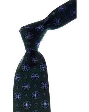 Canali Floral Medallion Silk Tie - Blue