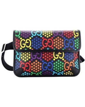 Gucci Psychedelic Print Gg Coated Canvas Belt Bag (Authentic Pre-Loved) - Blue