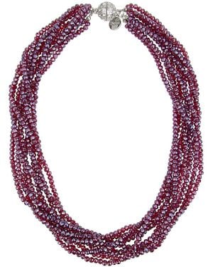 Saachi Glass Beaded Necklace - Purple