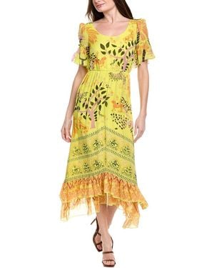 Saloni Silk Midi Dress - Yellow
