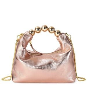 Tiffany & Fred Paris Smooth Metallic Leather Top-Handle Crossbody - Pink