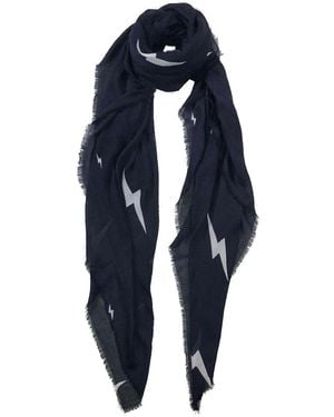 Blue Pacific Tissue Cashmere-Blend Lightning Bolts Scarf - Blue