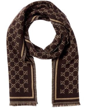 Gucci Gg Jacquard Wool Scarf - Natural