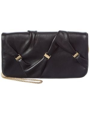 Ferragamo Leather Wallet On Chain - Black