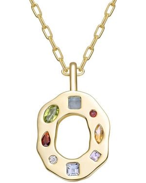 Genevive Jewelry 14K Plated Cz Alphabetical Necklace - Metallic