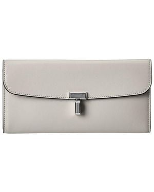 TOTEME T-Lock Fold-Over Leather Continental Wallet - Natural