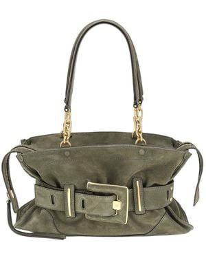 Balmain Anthem Leather Shoulder Bag - Green